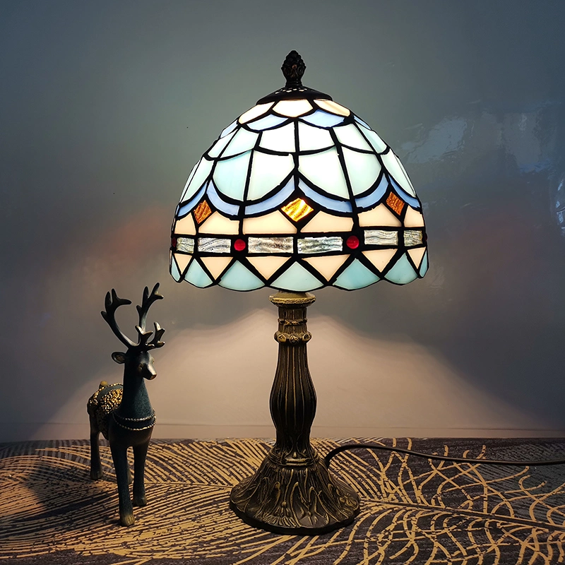 20cm Tiffany Table Lamp Alloy Base Bedroom Mosaic Lamp (WH-TTB-71)