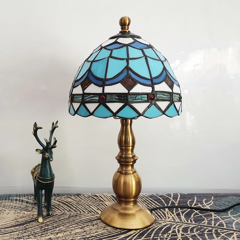 20cm Tiffany Table Lamp Alloy Base Bedroom Mosaic Lamp (WH-TTB-71)