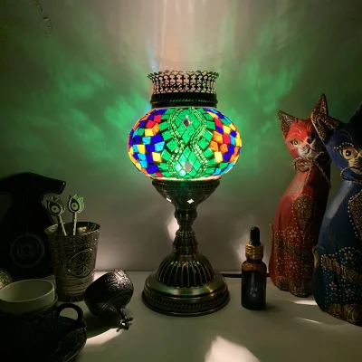 Lampada da tavolo aromatica a mosaico turco Lampada da tavolo marocchina realizzata a mano in stile Art Déco vintage (WH