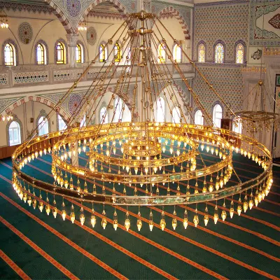 Lampadario islamico con illuminazione in cristallo di rame Islam della moschea di design su misura (WH