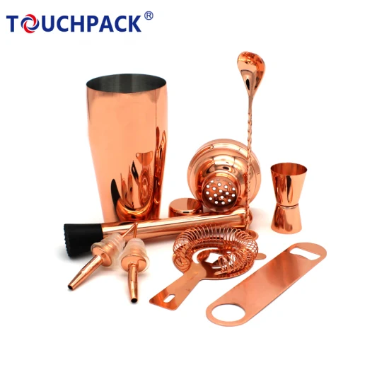 Set promozionale di strumenti da barra in acciaio inossidabile Kit fai da te per la casa Set per creazione di shaker per cocktail elettrolitico in oro rosa