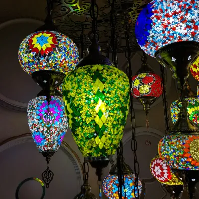 Lampadari in vetro a sospensione all'ingrosso Lampade a sospensione turche marocchine fatte a mano in vetro a mosaico (WH