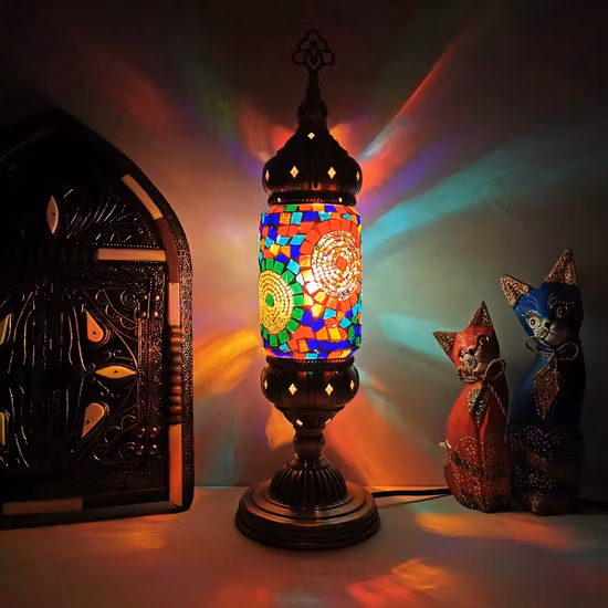 Lampada da tavolo del sud-est asiatico Lampade da tavolo E14 turche del Mediterraneo per il comodino della camera da letto (WH